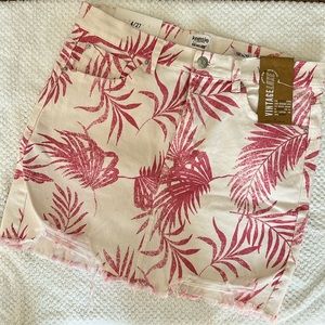Kensie Vintage Luxe Raw Hem Hawaiian Denim Mini Skirt, Sz 4/27 BNWT